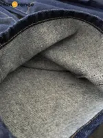 HanOrange Winter Vintage Arc High Waist Wide Leg Jeans Women Thickened Warm Loose Casual Trousers Female Dark Blue - Image 5