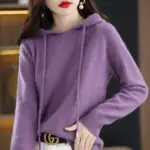 Women Pullover Sweaters Hooded Jumper Korean Loose Solid Long Sleeve Casual Autumn Winter Thick Warm Knitted Sweaters - Image 2