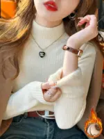 Women's Turtleneck Sweater Winter 2025 Retro with Velvet Lining Thickened Inner Wear Thermal Knitting Bottoming Shirt Pullovers - Image 2