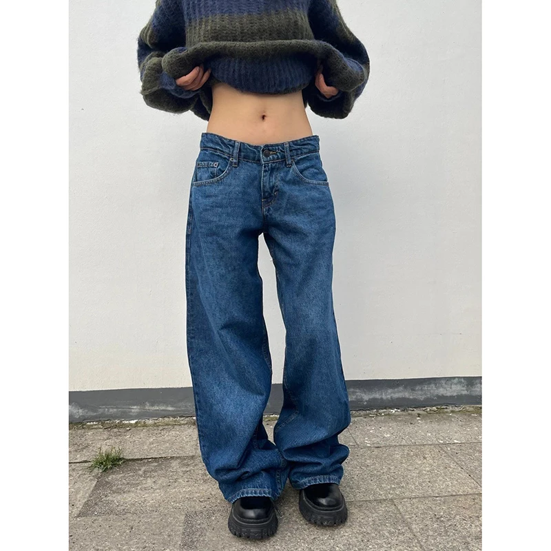 YIBASHU Autumn Winter Women Blue Denim Pants Low Rise Y2K Baggy Jean Japanese Dark Academia Cowboy Harajuku Grunge Stacked Jeans YIBASHU Autumn Winter Women Blue Denim Pants Low Rise Y2K Baggy Jean Japanese Dark Academia Cowboy Harajuku Grunge Stacked Jeans - Image 1